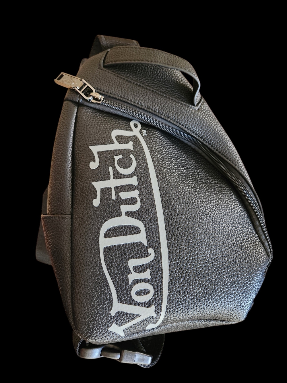 Von Dutch Black Logo Belt Bag with Silver Accent